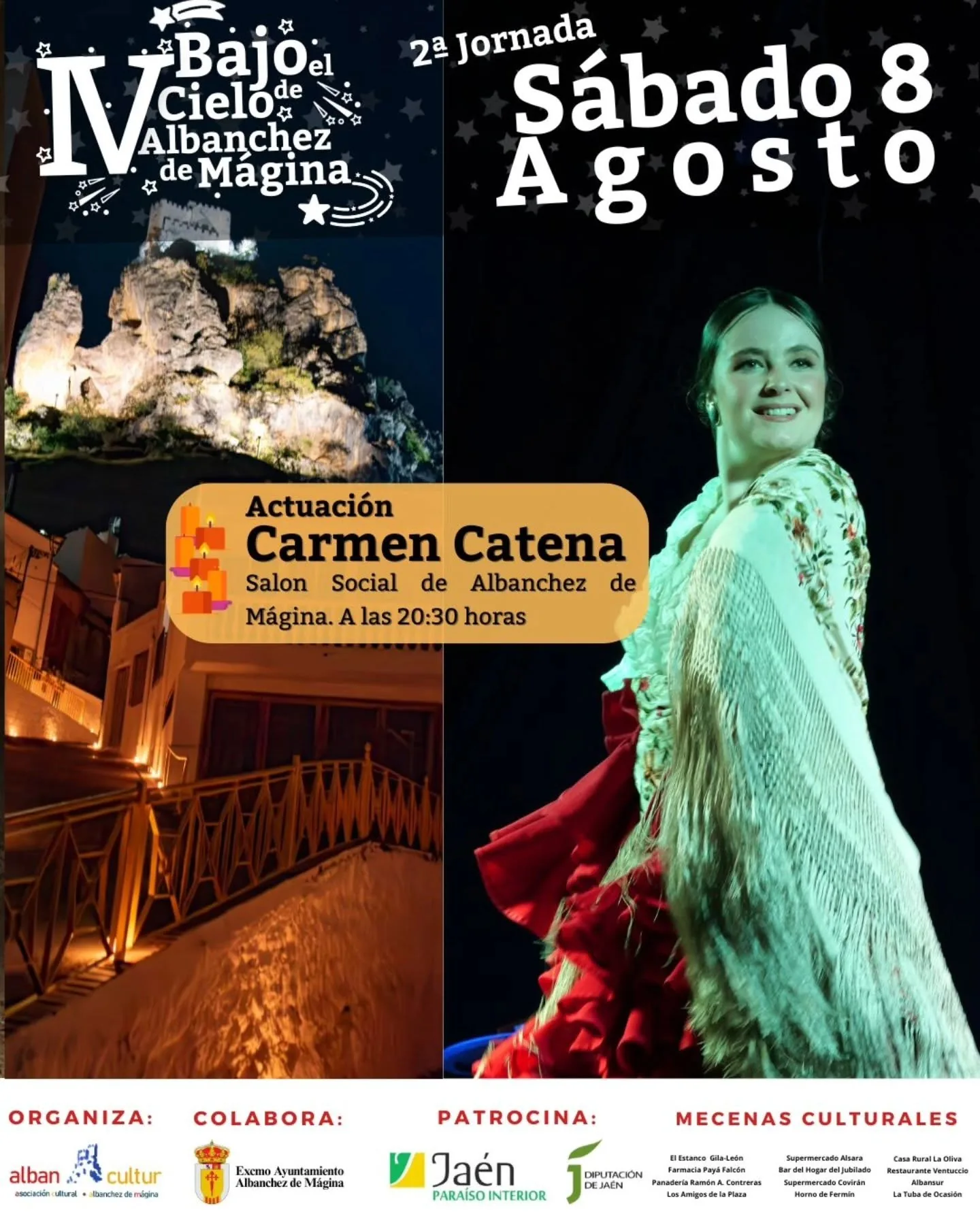 Cartel de IV Bajo el Cielo de Albanchez de Mágina, con Carmen Catena y Alba Espert