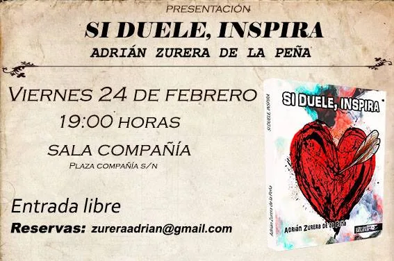 Cartel o imagen de Actuación en la Presentación del libro de poemas "Si duele, inspira" de Adrián Zurera