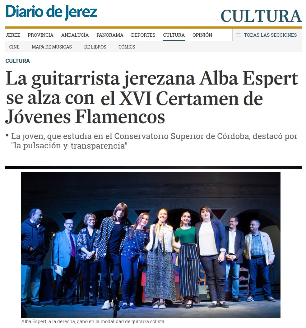 Cartel o imagen de La guitarrista jerezana Alba Espert se alza con el XVI Certamen de Jóvenes Flamencos