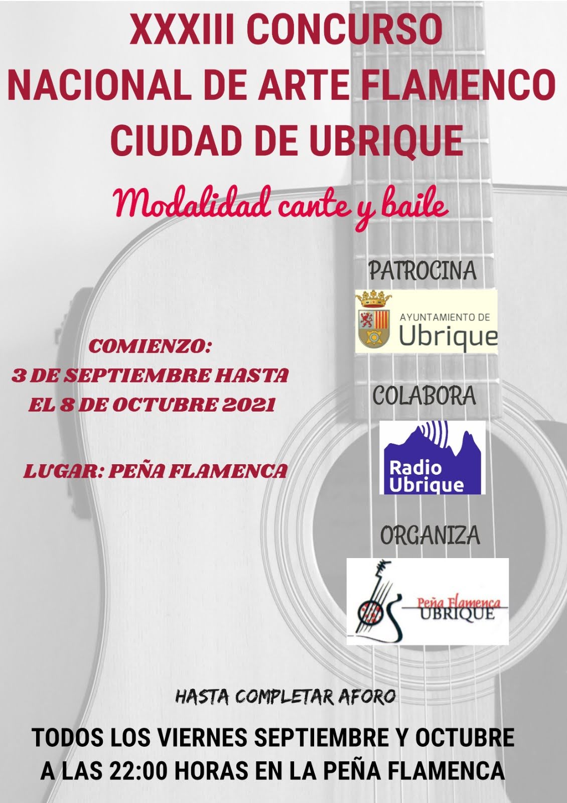 Cartel o imagen de XXXIII Concurso Nacional de Arte Flamenco Ciudad de Ubrique · Acompañando al Baile de Lorena Doblas "La Rubia"