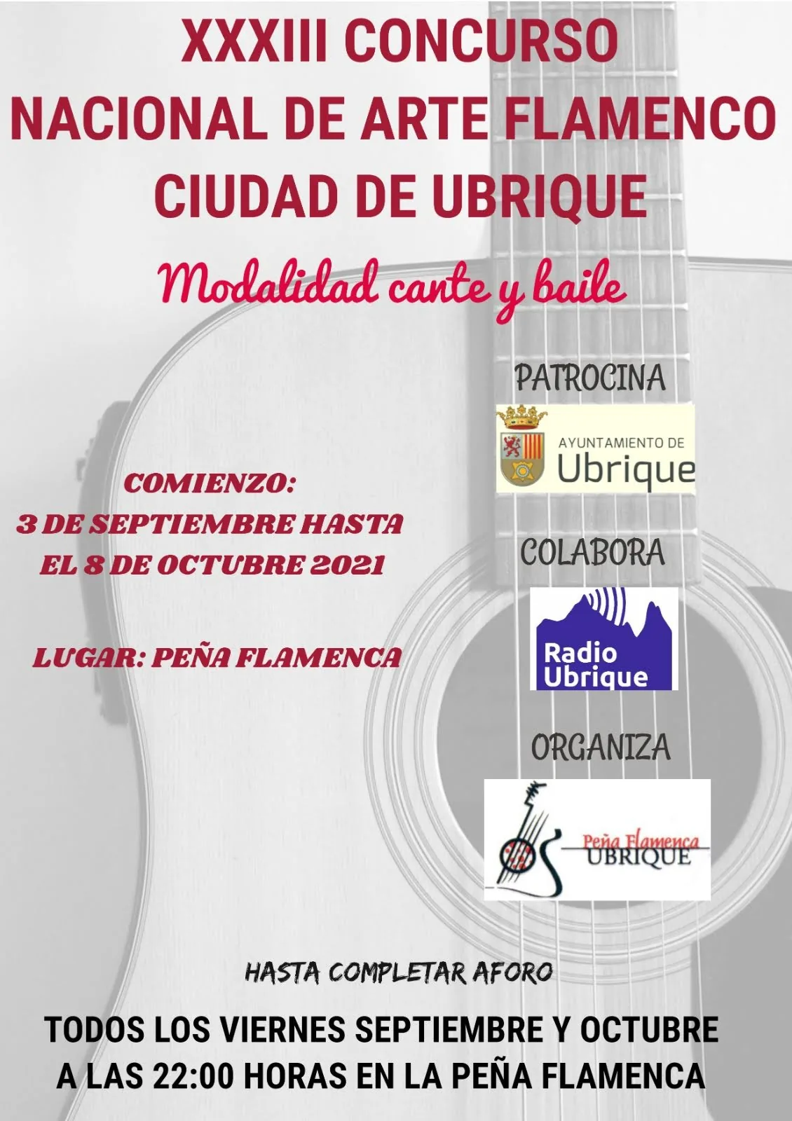 Cartel o imagen de XXXIII Concurso Nacional de Arte Flamenco Ciudad de Ubrique · Acompañando al Baile de Lorena Doblas "La Rubia"