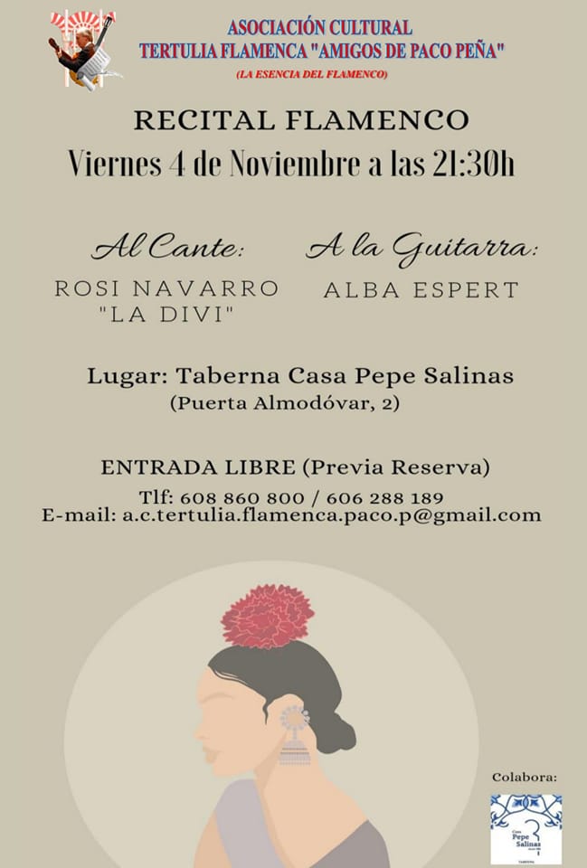 Cartel o imagen de Recital Flamenco · Rosi Navarro "La Divi" al cante y Alba Espert a la guitarra