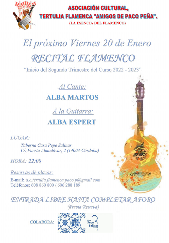 Cartel o imagen de Recital Flamenco - Alba Espert a la guitarra y Alba Martos al cante