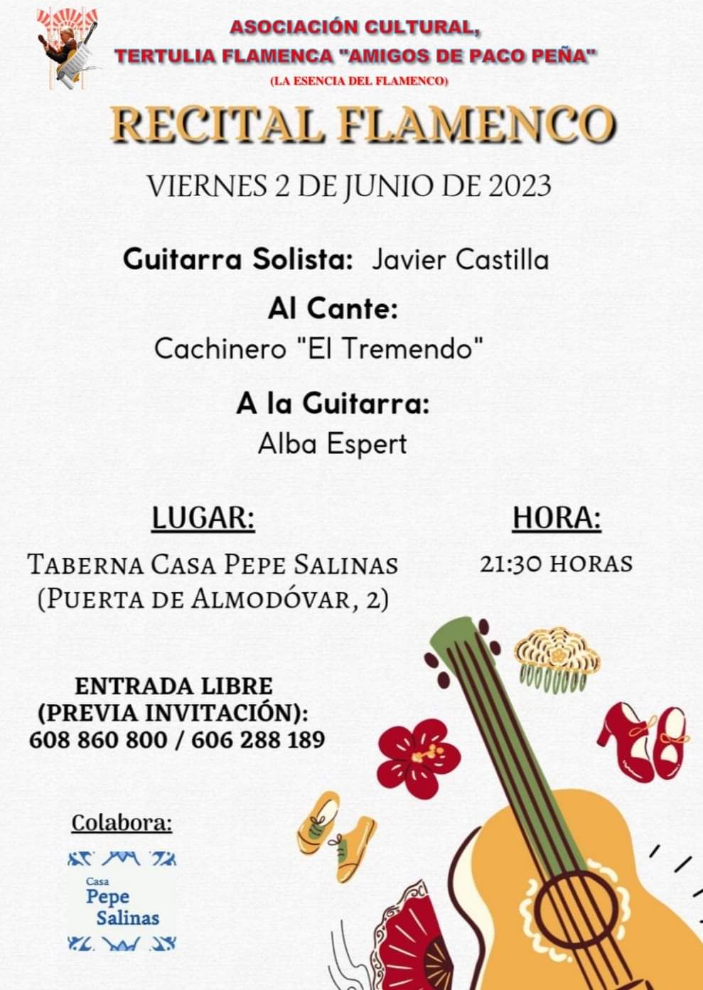 Cartel o imagen de Recital Flamenco · Acompañando el cante de Cachinero "El Tremendo"