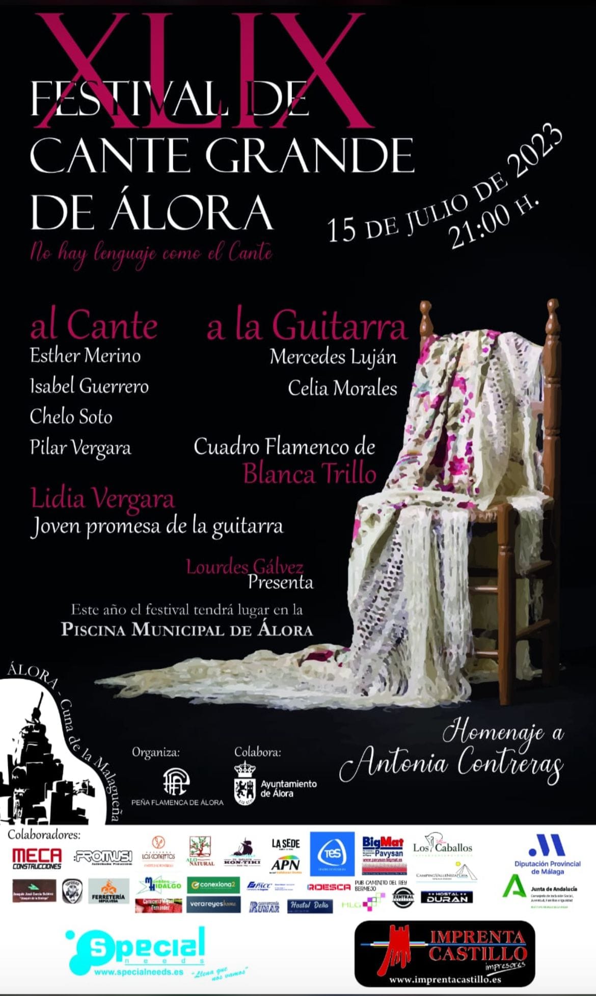 Cartel o imagen de XLIX Festival de Cante Grande de Álora · Acompañando el baile de Blanca Trillo