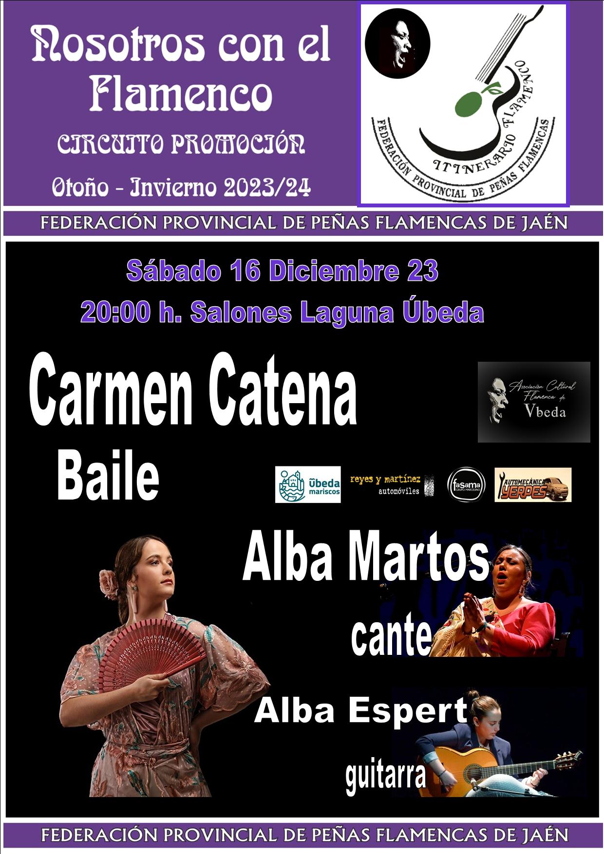 Cartel o imagen de Nosotros con el Flamenco - Circuito Promoción 2023/24 · Acompañando el baile de Carmen Catena y el cante de Alba Martos