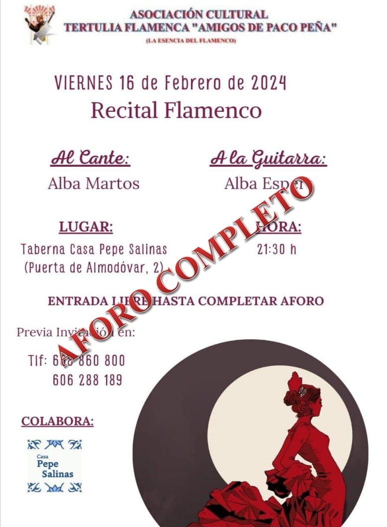 Cartel o imagen de Recital Flamenco · Acompañando el cante de Alba Martos