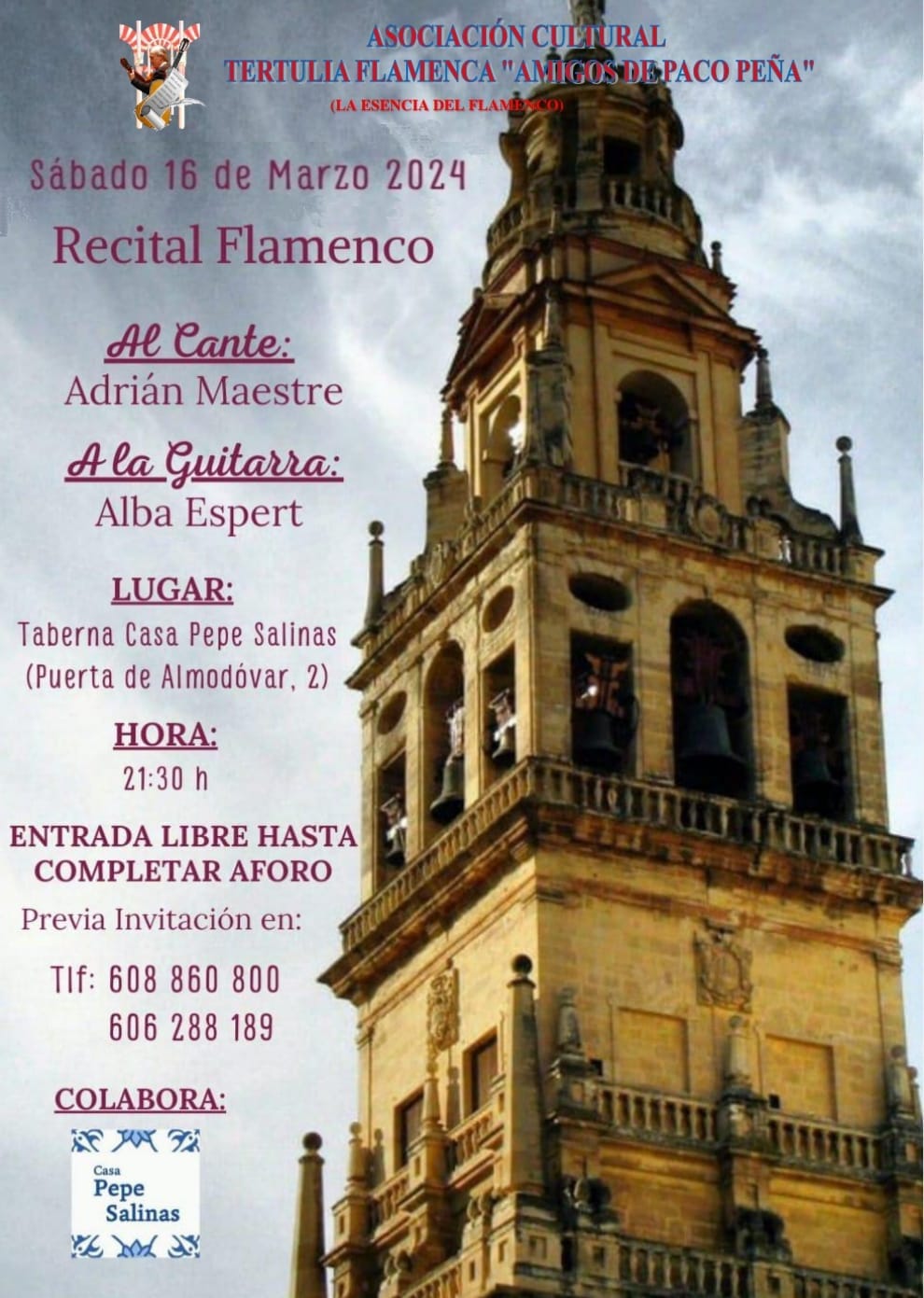 Cartel o imagen de Recital Flamenco · Al cante Adrián Maestre y a la Guitarra Alba Espert
