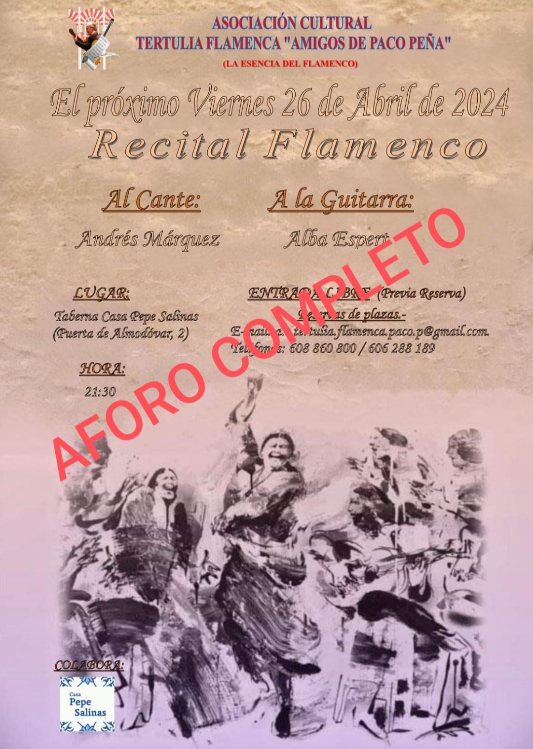 Cartel o imagen de Recital Flamenco · Al cante Andrés Marquez y a la Guitarra Alba Espert