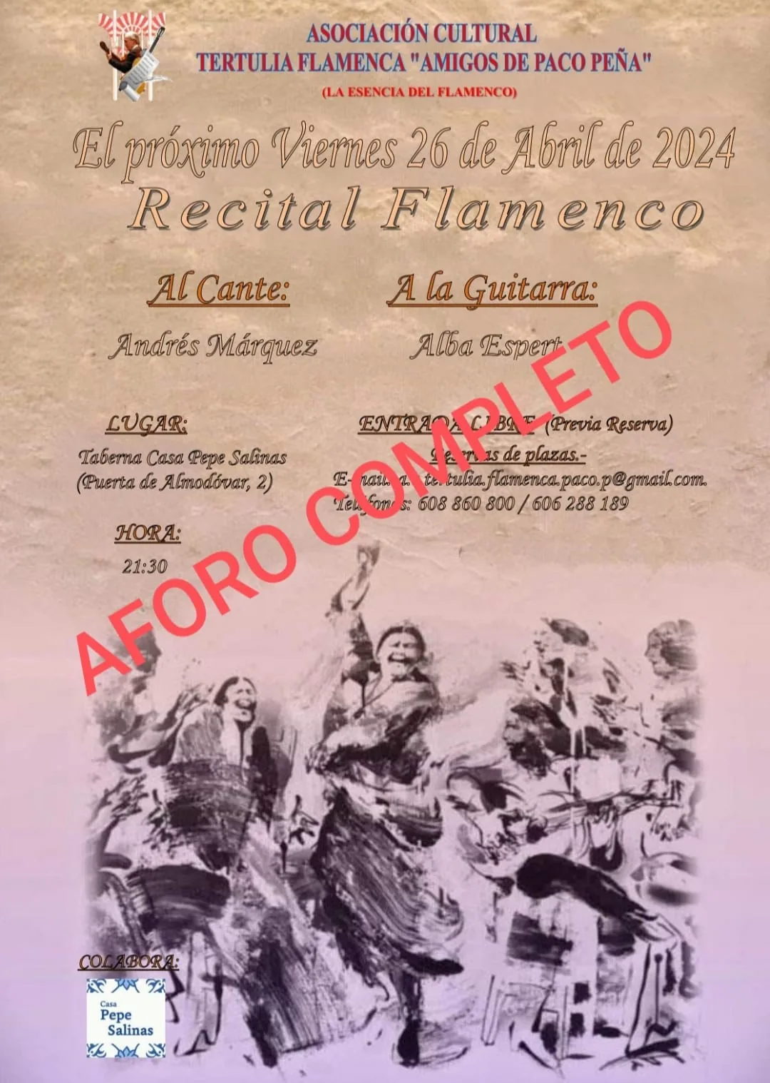 Cartel o imagen de Recital Flamenco · Al cante Andrés Marquez y a la Guitarra Alba Espert