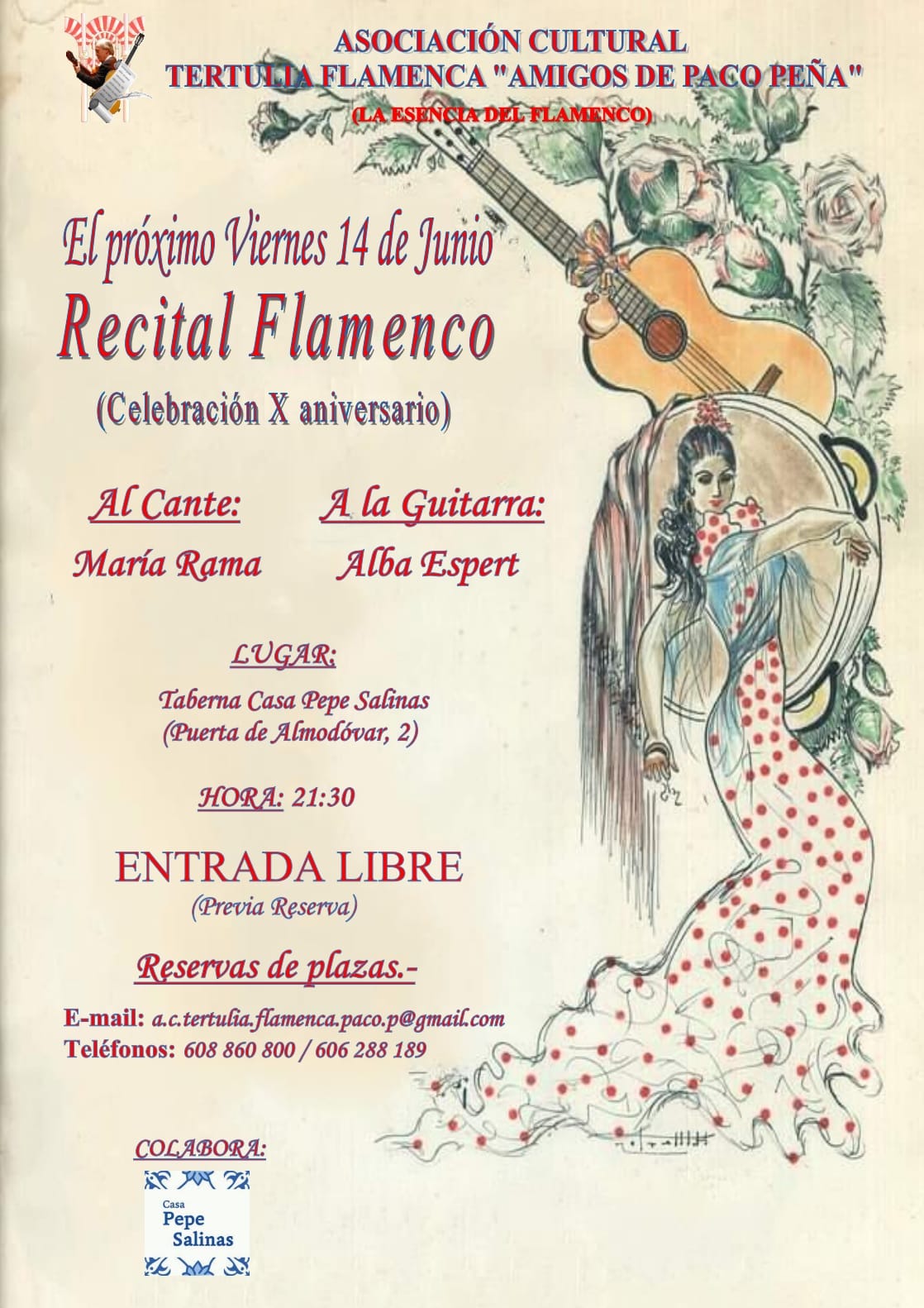 Cartel o imagen de Recital Flamenco · Al cante María Rama y a la Guitarra Alba Espert