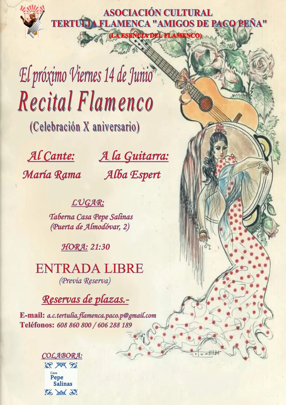 Cartel o imagen de Recital Flamenco · Al cante María Rama y a la Guitarra Alba Espert