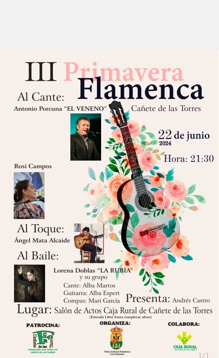 Cartel o imagen de III Primavera Flamenca · Acompañando el baile de Lorena Doblas