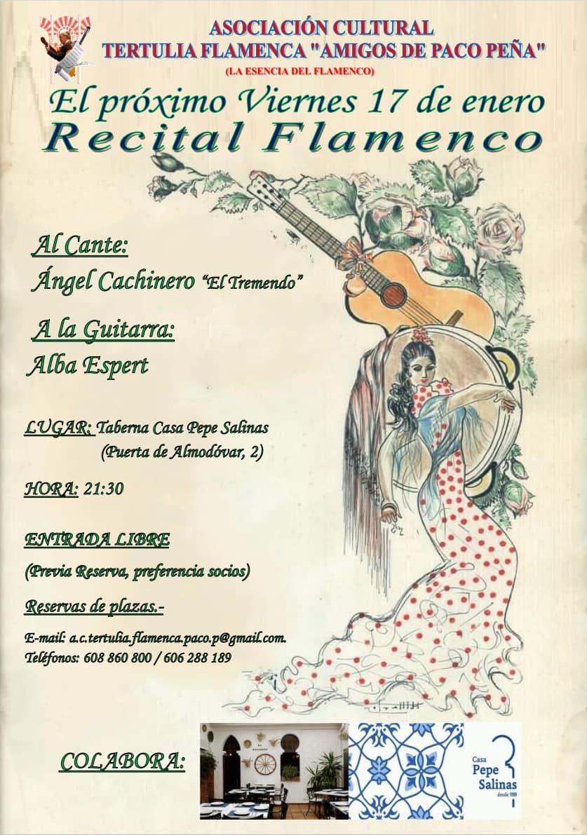 Cartel o imagen de Recital Flamenco · Acompañando el cante de Ángel Cachinero “El Tremendo”