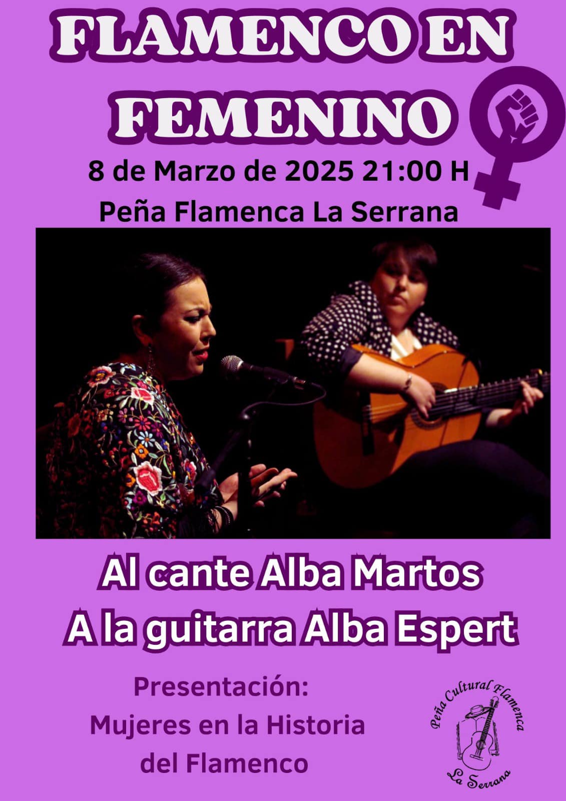 Cartel o imagen de Flamenco en Femenino · Alba Martos al cante y Alba Espert a la guitarra