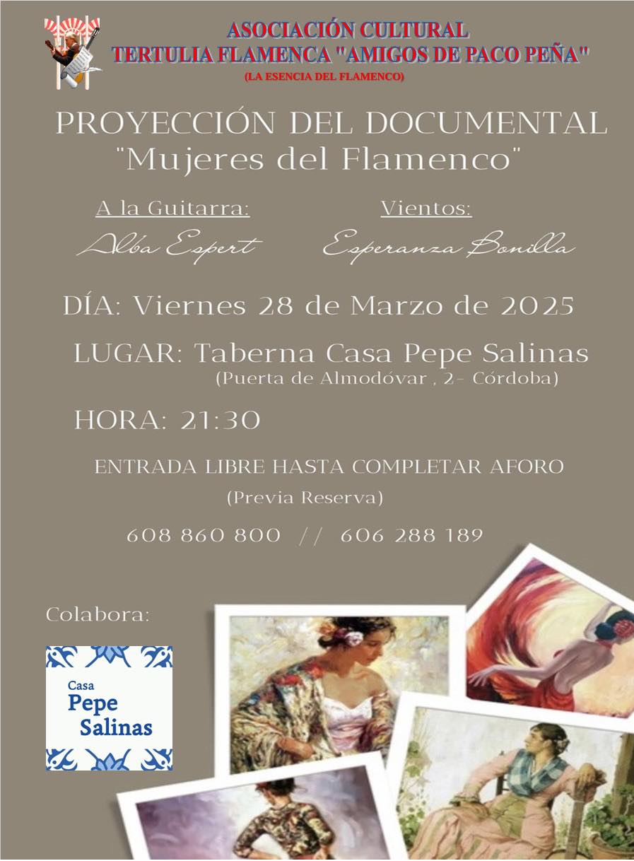 Cartel o imagen de Proyección del Documental "Mujeres del Flamenco" · Recital Flamenco · Alba Espert (Guitarra) y Esperanza Bonilla (Vientos)