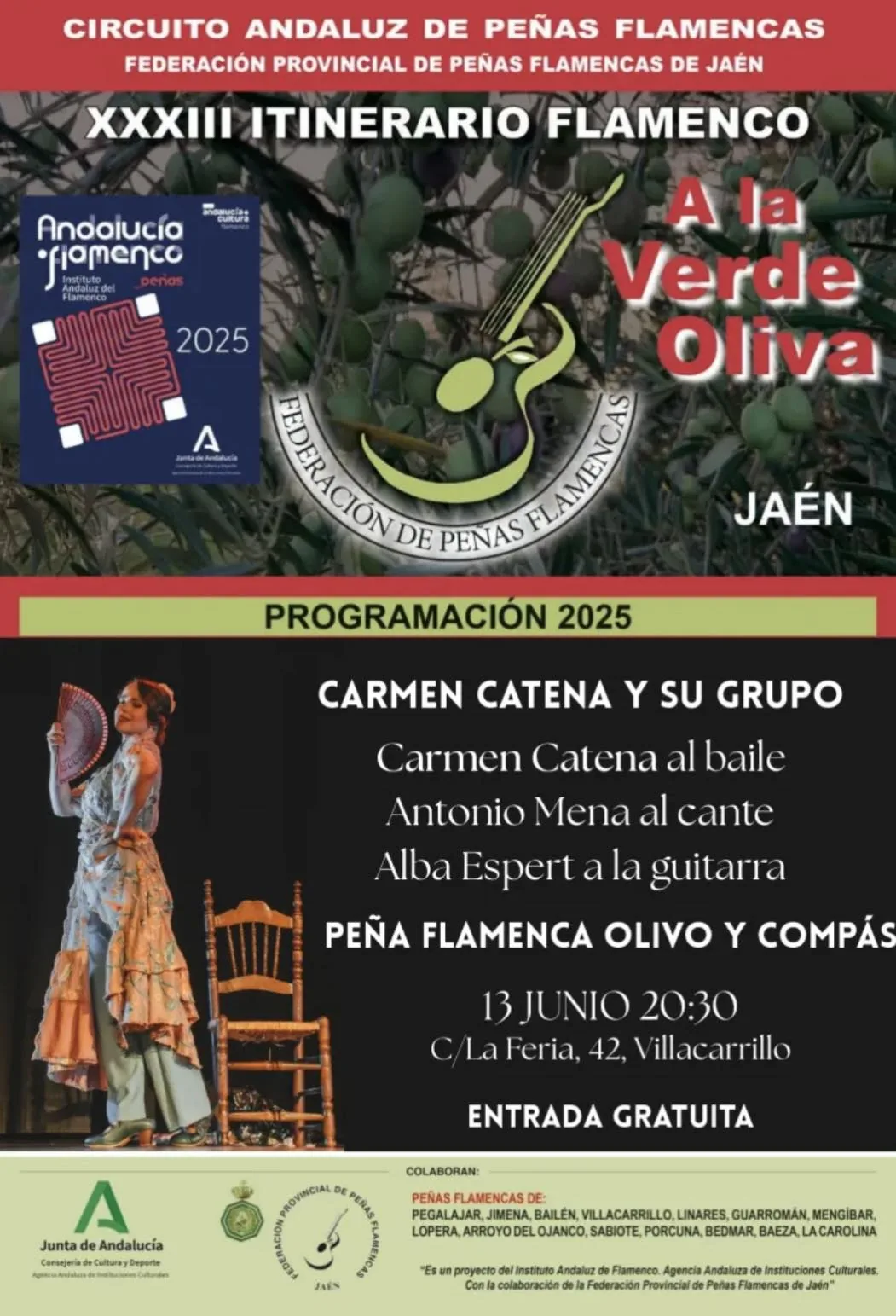 Cartel o imagen de XXXIII Itinerario Flamenco "A la Verde Oliva" · Acompañando el baile de Carmen Catena