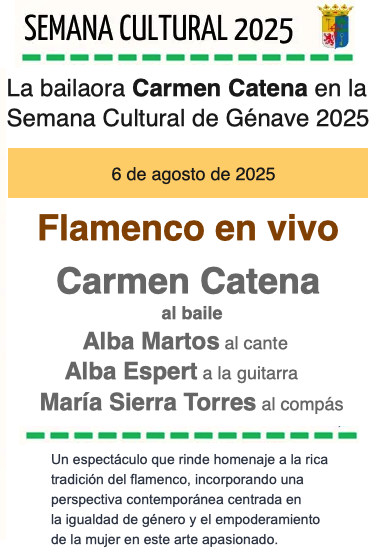 Cartel o imagen de Semana Cultural 2025 · Flamenco en vivo · Acompañando el baile de Carmen Catena