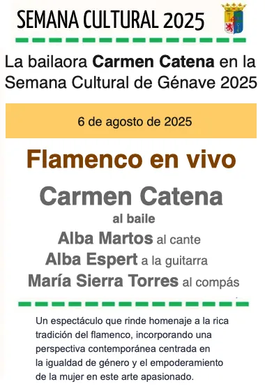 Cartel o imagen de Semana Cultural 2025 · Flamenco en vivo · Acompañando el baile de Carmen Catena