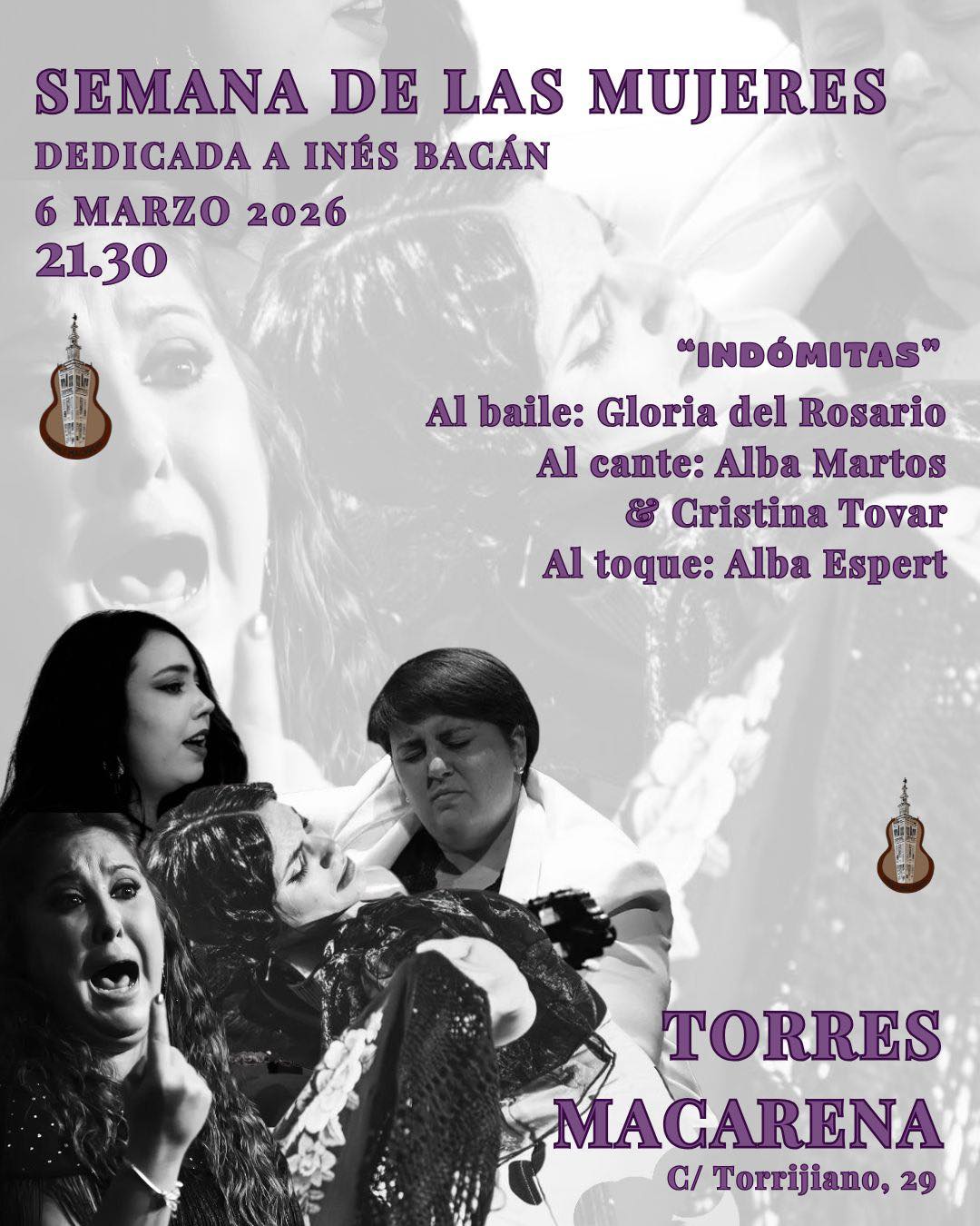 Cartel o imagen de "Indómitas" - Semana de las mujeres · Acompañando el baile de Gloria del Rosario y el cante de Alba Martos y Cristina Tovar