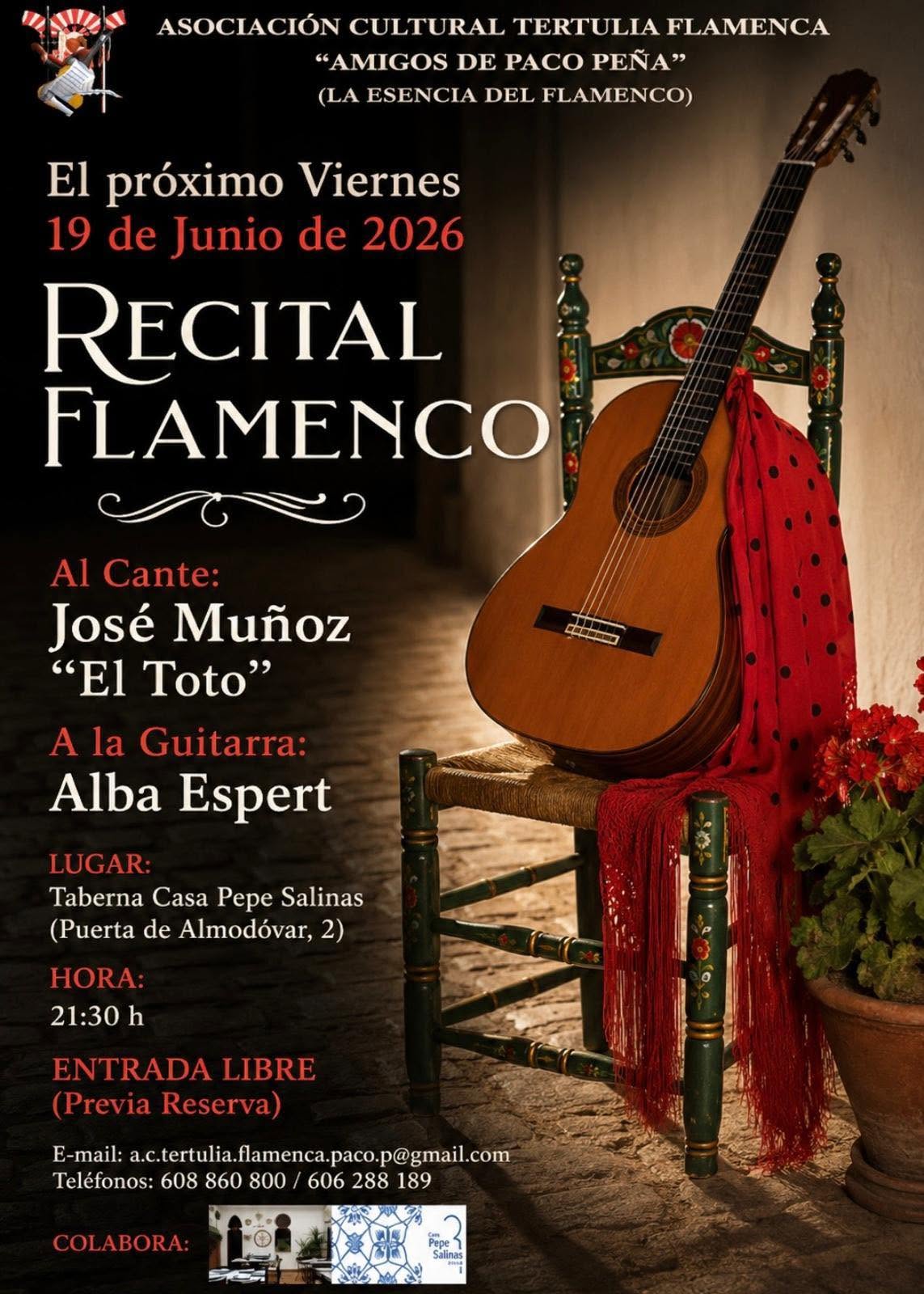 Cartel del recital flamenco de Alba Espert y José Muñoz “El Toto” en Córdoba