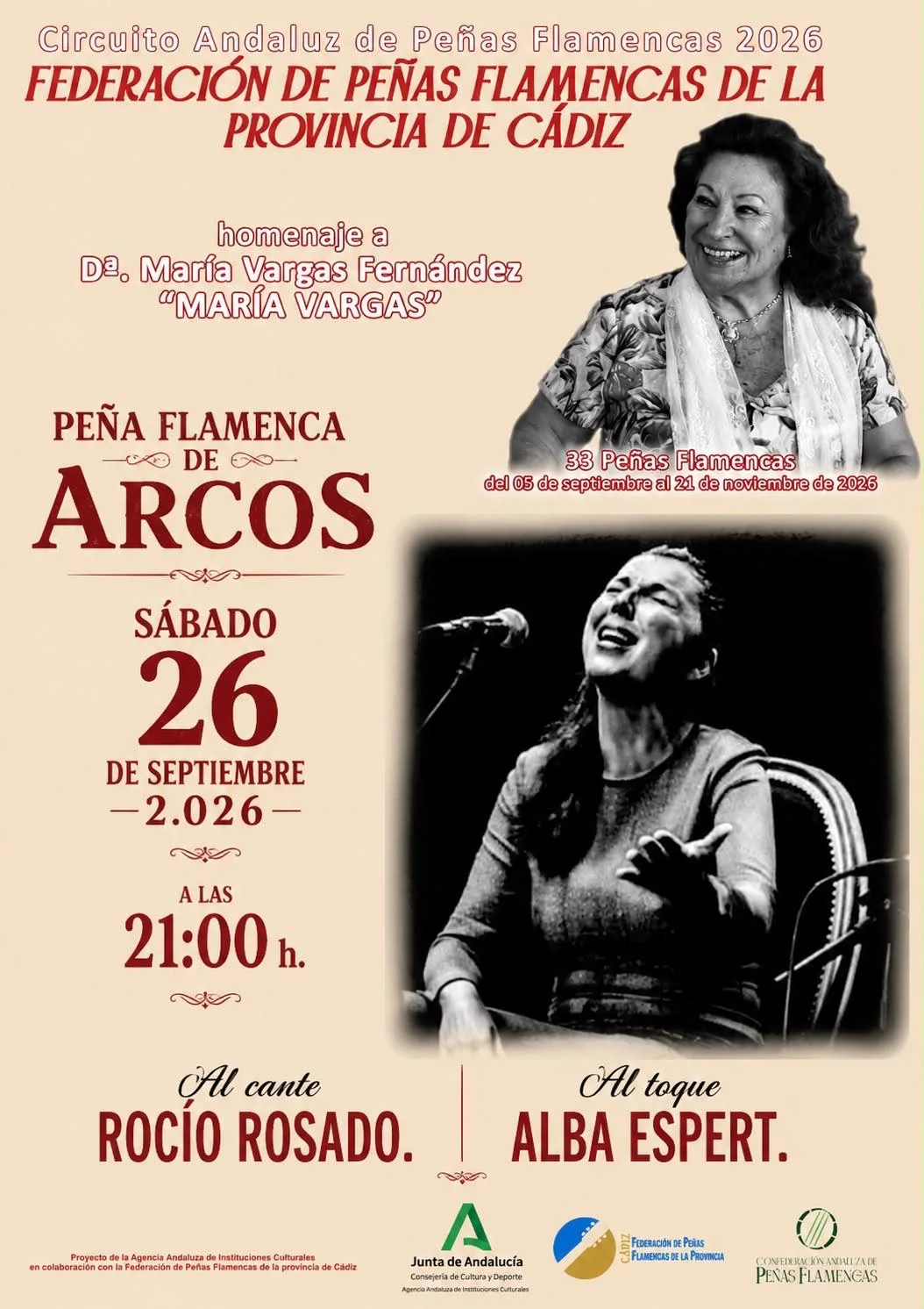 Segundo cartel del recital de Rocío Rosado y Alba Espert en Arcos