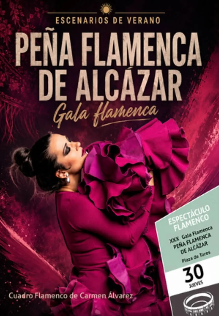 Cartel de la XXX Gala Flamenca de Alcázar con Carmen Álvarez y Alba Espert