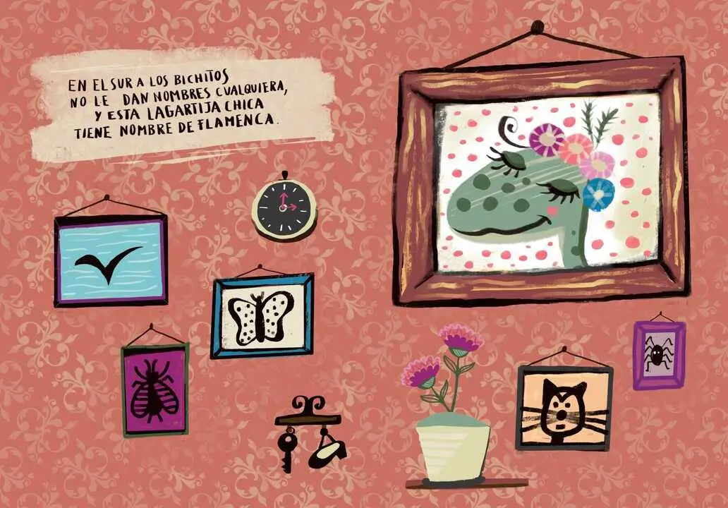 Ilustración del espectáculo infantil Currita Núñez. Una lagartija muy flamenca